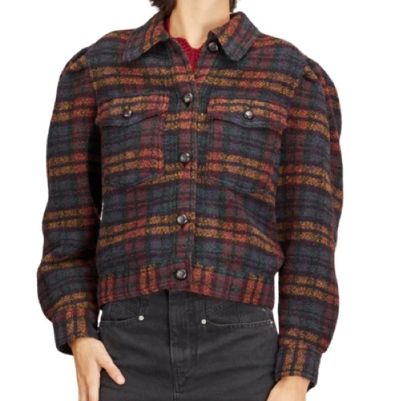 NWT Isabel Marant Etoile Leiko Plaid Wool Blend Jacket  - Sz 36 (US S) - Picture 2 of 11
